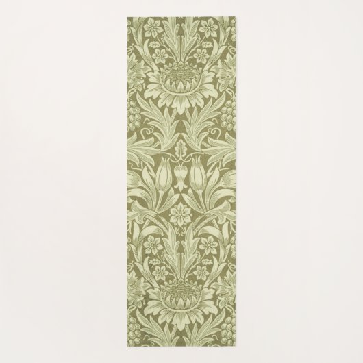 William Morris Zonnebloem Groene Bloem Yogamat (Achterkant)