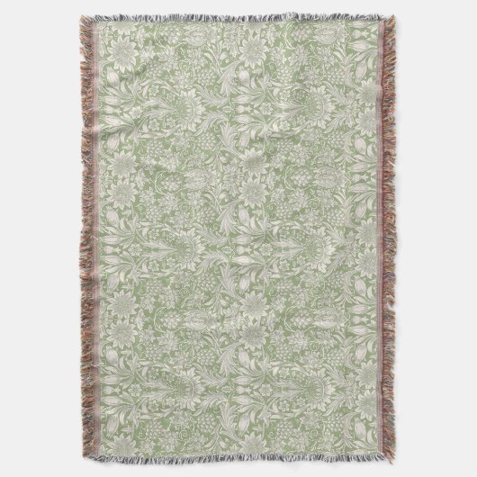 William Morris  Zonnebloem Lichtgroen Deken (Voorkant Verticaal)