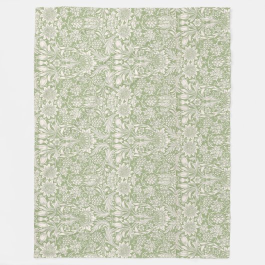 William Morris  Zonnebloem Lichtgroen Fleece Deken (Voorkant)