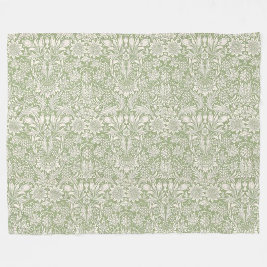 William Morris  Zonnebloem Lichtgroen Fleece Deken (Voorkant (Horizontaal))