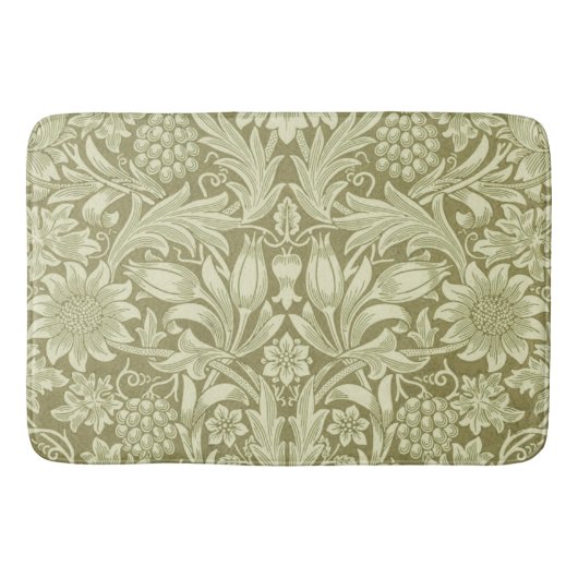William Morris Zonnebloem Vintage Olijfgroene Dama Badmat (Voorkant)