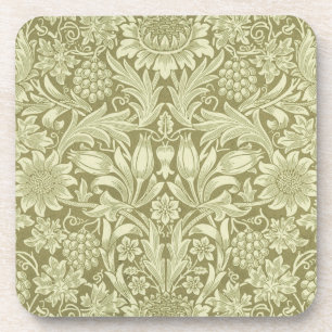 William Morris Zonnebloem Vintage Olijfgroene Dama Bier Onderzetter