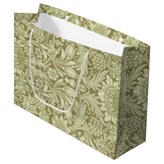 William Morris Zonnebloem Vintage Olijfgroene Dama Groot Cadeauzakje (Voorkant Gekanteld)