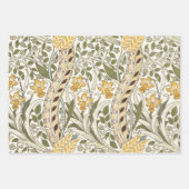 William Morris Zonnebloem Vintage Olijfgroene Dama Inpakpapier Vel (Voorkant 3)