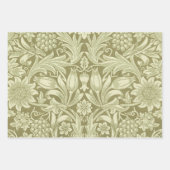 William Morris Zonnebloem Vintage Olijfgroene Dama Inpakpapier Vel (Voorkant)