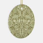 William Morris Zonnebloem Vintage Olijfgroene Dama Keramisch Ornament (Rechts)
