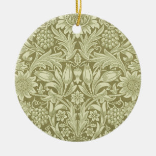 William Morris Zonnebloem Vintage Olijfgroene Dama Keramisch Ornament