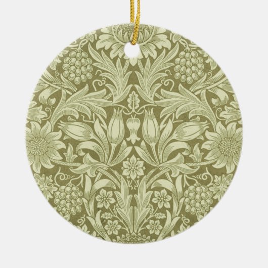 William Morris Zonnebloem Vintage Olijfgroene Dama Keramisch Ornament (Voorkant)