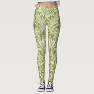 William Morris Zonnebloem Vintage Olijfgroene Dama Leggings