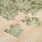 William Morris Zonnebloem Vintage Olijfgroene Dama Legpuzzel (Zijkant)