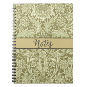 William Morris Zonnebloem Vintage Olijfgroene Dama Notitieboek