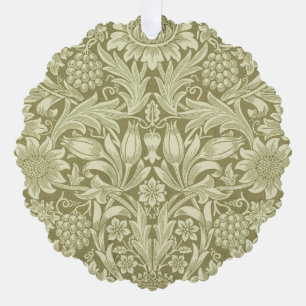 William Morris Zonnebloem Vintage Olijfgroene Dama Ornament Kaart