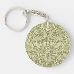 William Morris Zonnebloem Vintage Olijfgroene Dama Sleutelhanger
