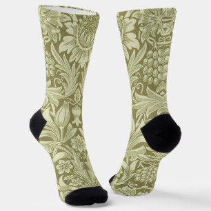 William Morris Zonnebloem Vintage Olijfgroene Dama Sokken
