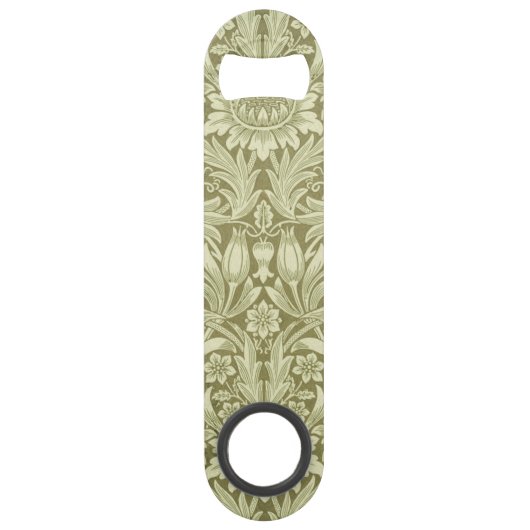 William Morris Zonnebloem Vintage Olijfgroene Dama Speed Flessenopener (Voorkant)