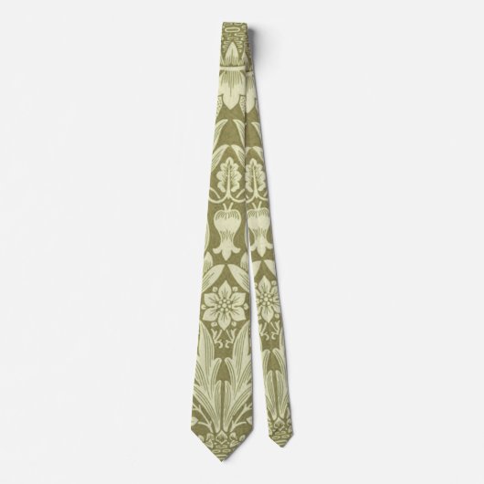 William Morris Zonnebloem Vintage Olijfgroene Dama Stropdas (Voorkant)