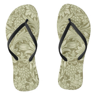 William Morris Zonnebloem Vintage Olijfgroene Dama Teenslippers