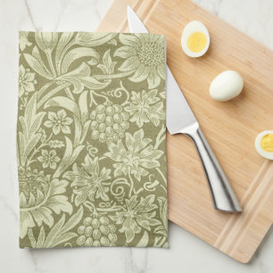 William Morris Zonnebloem Vintage Olijfgroene Dama Theedoek