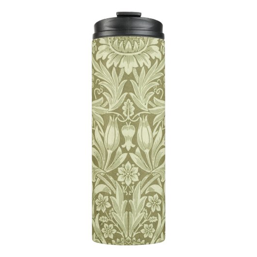 William Morris Zonnebloem Vintage Olijfgroene Dama Thermosbeker (Voorkant)