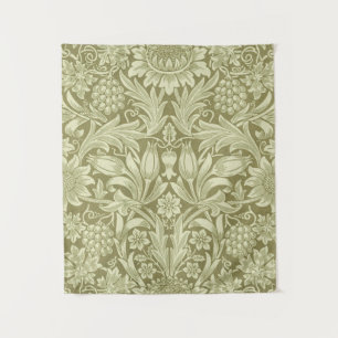 William Morris Zonnebloem Vintage Olijfgroene Dama Wandkleed