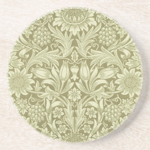 William Morris Zonnebloem Vintage Olijfgroene Dama Zandsteen Onderzetter