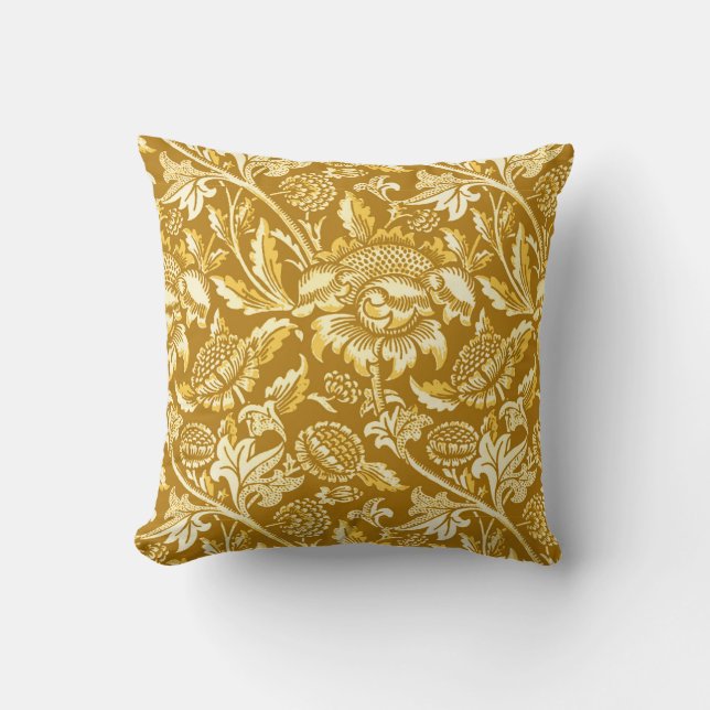 William Morris zonnebloemen, mosterdgeel / goud Kussen (Voorkant)