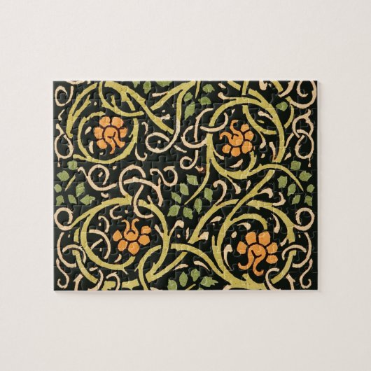 William Morris Zwart Bloem Kunstprint Ontwerp Legpuzzel (Horizontaal)