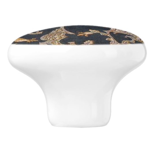 William * Morris Zwart en Goud Keramische Knop (Zijkant)