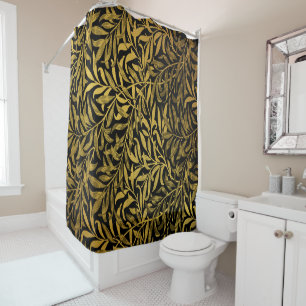 William Morris Zwart en Goud Wilgentak Douchegordijn