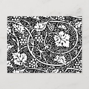 William Morris zwart-wit druivenrank patroon Briefkaart
