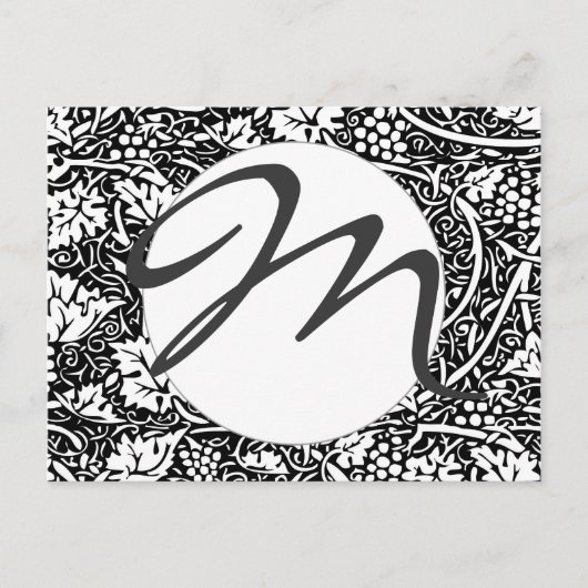 William Morris zwart-wit druivenrank patroon Briefkaart (Voorkant)