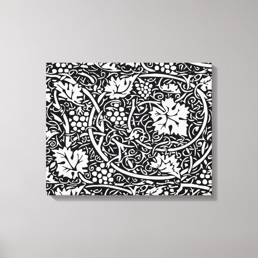 William Morris zwart-wit druivenrank patroon Canvas Afdruk (Voorkant)