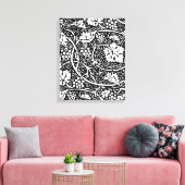 William Morris zwart-wit druivenrank patroon Canvas Afdruk (Insitu (Woonkamer))
