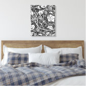 William Morris zwart-wit druivenrank patroon Canvas Afdruk (Insitu (Slaapkamer))