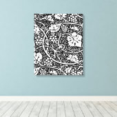 William Morris zwart-wit druivenrank patroon Canvas Afdruk (Insitu (Houten vloer))