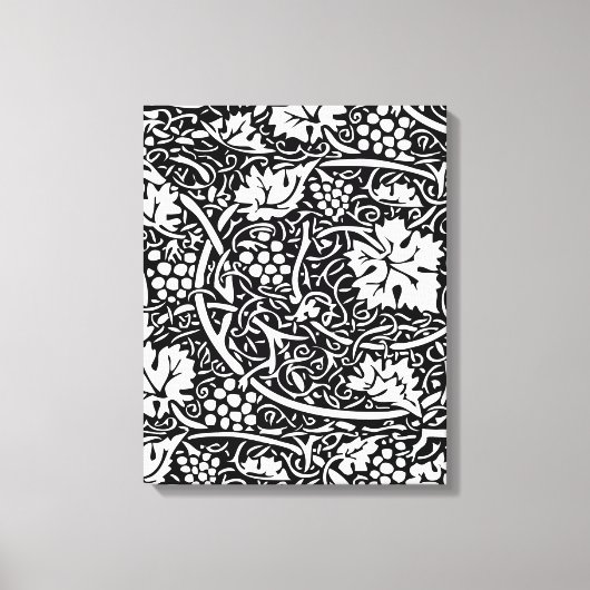 William Morris zwart-wit druivenrank patroon Canvas Afdruk (Voorkant)