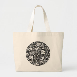 William Morris zwart-wit druivenrank patroon Grote Tote Bag