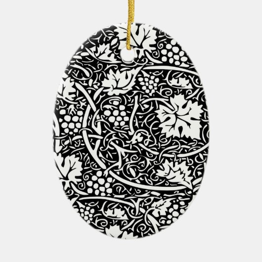 William Morris zwart-wit druivenrank patroon Keramisch Ornament (Voorkant)