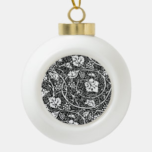 William Morris zwart-wit druivenrank patroon Keramische Bal Ornament