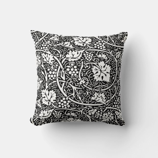 William Morris zwart-wit druivenrank patroon Kussen (Voorkant)