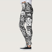 William Morris zwart-wit druivenrank patroon Leggings (Links)