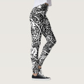 William Morris zwart-wit druivenrank patroon Leggings (Rechts)