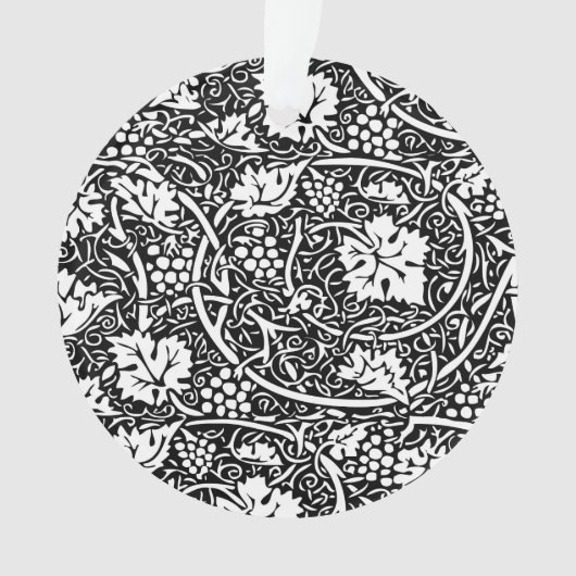 William Morris zwart-wit druivenrank patroon Ornament (voorkant)