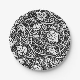 William Morris zwart-wit druivenrank patroon Papieren Bordje