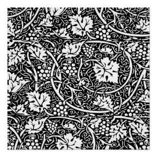 William Morris zwart-wit druivenrank patroon Perfect Poster
