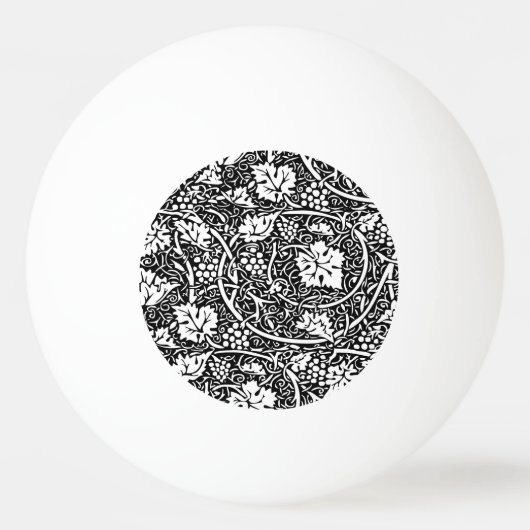 William Morris zwart-wit druivenrank patroon Pingpongbal (Voorkant)