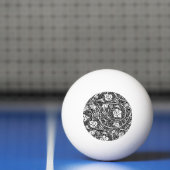 William Morris zwart-wit druivenrank patroon Pingpongbal (Net)