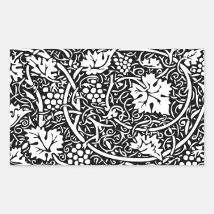 William Morris zwart-wit druivenrank patroon Rechthoekige Sticker