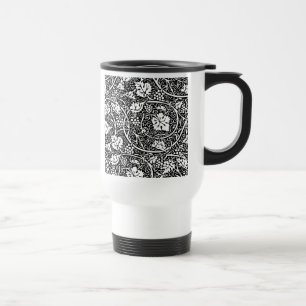William Morris zwart-wit druivenrank patroon Reisbeker