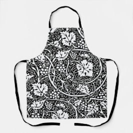 William Morris zwart-wit druivenrank patroon Schort